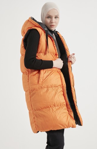 Gilet Matelassé Double Couleurs 9014-01 Noir Orange 9014-01