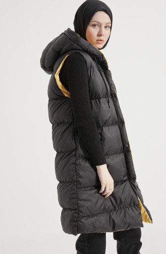 Hooded Puffer Coat 8004-03 Black Yellow 8004-03