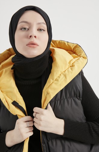 Hooded Puffer Coat 8004-03 Black Yellow 8004-03