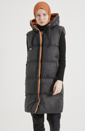 Gilet Matelassé Double Couleurs 9014-02 Tabac Noir 9014-02