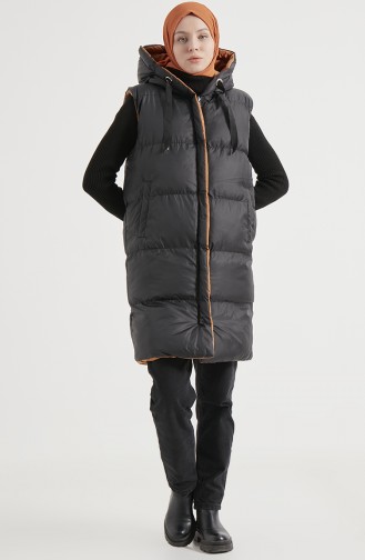 Gilet Matelassé Double Couleurs 9014-02 Tabac Noir 9014-02