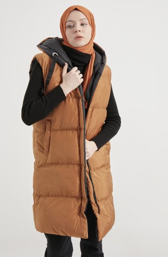 Two Color Puffer Vest 9014-02 Tan Black 9014-02