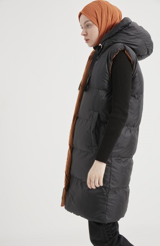 Two Color Puffer Vest 9014-02 Tan Black 9014-02