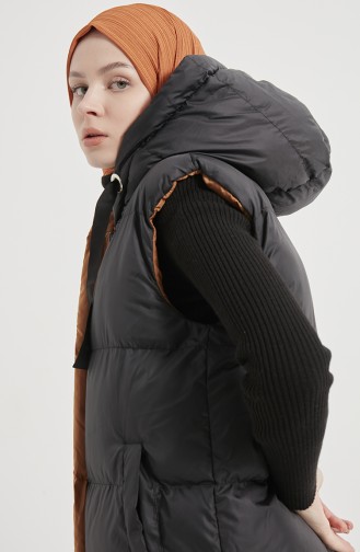 Gilet Matelassé Double Couleurs 9014-02 Tabac Noir 9014-02