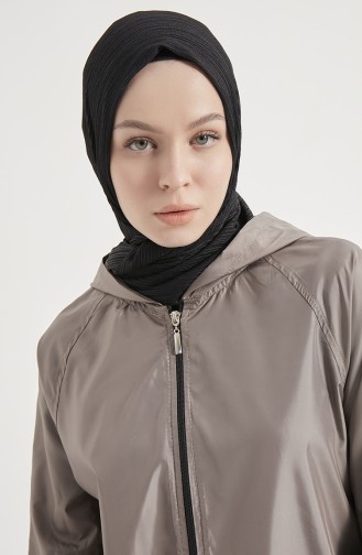 Vivezza Kapüşonlu Cepli Fermuarlı Yağmurluk 6940-02 Gri