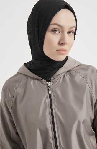 Vivezza Kapüşonlu Cepli Fermuarlı Yağmurluk 6940-02 Gri