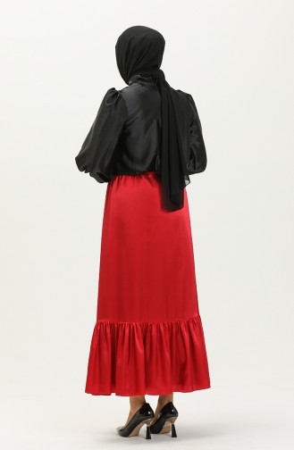 Shirred Satin Skirt 85068-02 Clare Red 85068-02