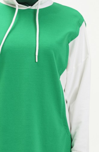 Sweat-shirt à Capuche à Deux Fils 55718-02 Vert Emeraude 55718-02