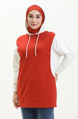 Sweat-shirt à Capuche à Deux Fils 55718-04 Brique 55718-04