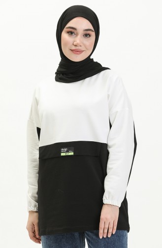 Color Block Sweatshirt 55721-04 White Black 55721-04