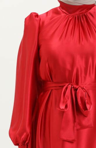 Satin Belted Dress 80153-01 Red 80153-01