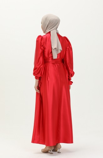 Robe Plissée en Satin 80153-01 Rouge 80153-01