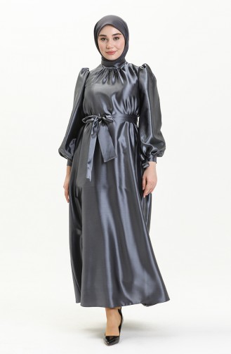 Satin Belted Dress 80153-02 Smoke-Colored 80153-02