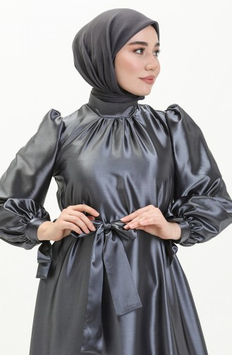 Kleid mit Satin-Gürtel 80153-02 Rauchgrau 80153-02