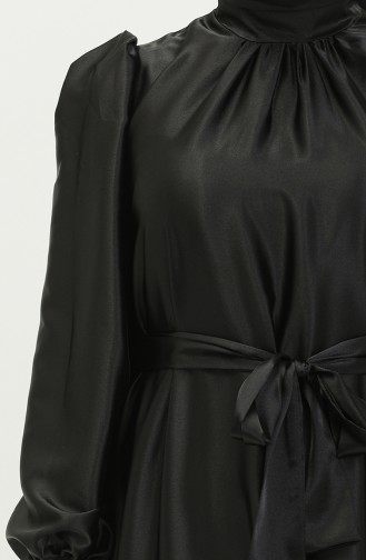 Robe Plissée en Satin 80153-03 Noir 80153-03