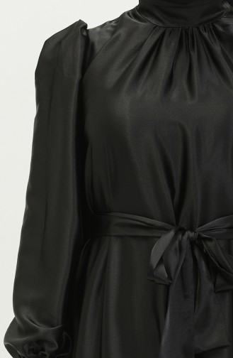 Kleid mit Satin-Gürtel 80153-03 Schwarz 80153-03