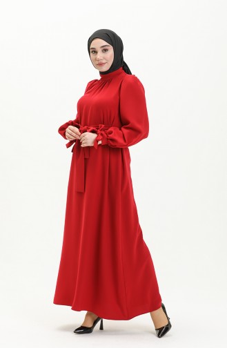 Robe Ceinturée 80153A-02 Bordeaux 80153A-02