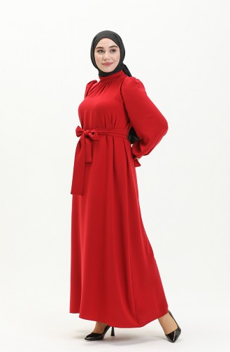 Robe Ceinturée 80153A-02 Bordeaux 80153A-02