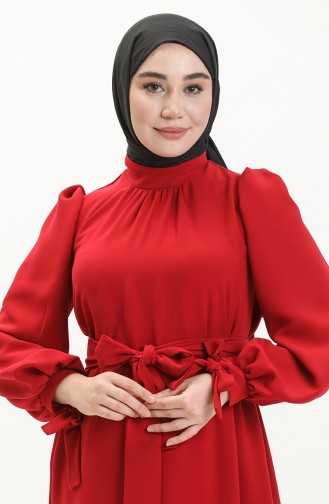 Belted Dress 80153A-02 Claret Red 80153A-02