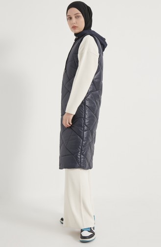 Gilet Matelassé à Capuche 0002-01 Bleu Marine 0002-01