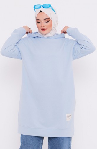 Kapüşonlu Sweatshirt 3027-14 Buz Mavisi