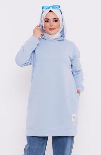 Kapüşonlu Sweatshirt 3027-14 Buz Mavisi