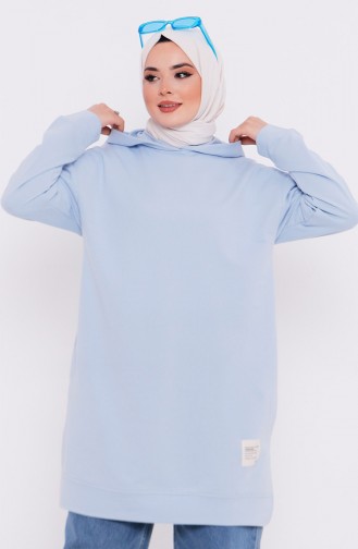 Kapüşonlu Sweatshirt 3027-14 Buz Mavisi