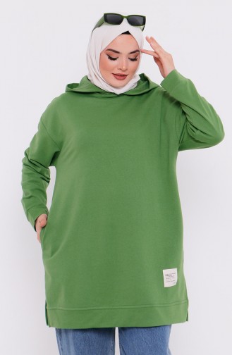 Kapüşonlu Sweatshirt 3027-08 Fıstık Yeşili