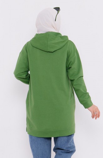 Kapüşonlu Sweatshirt 3027-08 Fıstık Yeşili