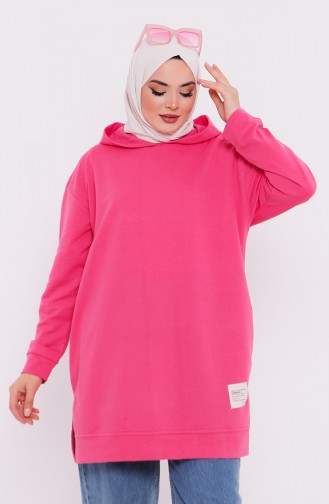 Kapüşonlu Sweatshirt 3027-17 Fuşya