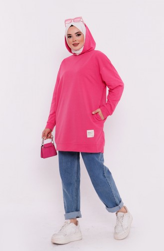 Kapüşonlu Sweatshirt 3027-17 Fuşya