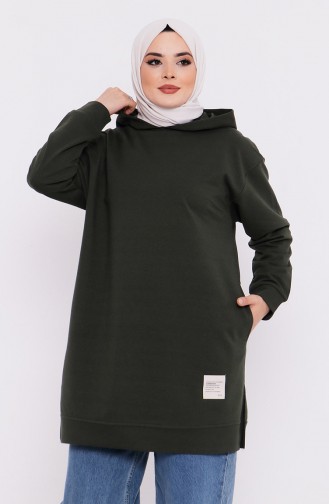 Kapüşonlu Sweatshirt 3027-04 Haki