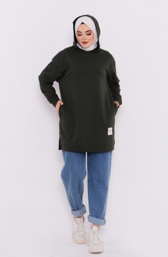 Kapüşonlu Sweatshirt 3027-04 Haki