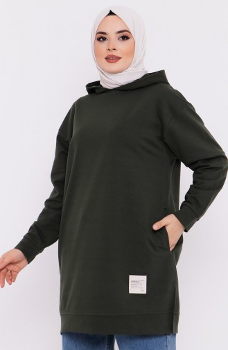 Kapüşonlu Sweatshirt 3027-04 Haki