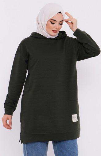 Kapüşonlu Sweatshirt 3027-04 Haki