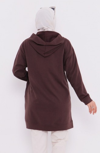 Kapüşonlu Sweatshirt 3027-01 Kahverengi
