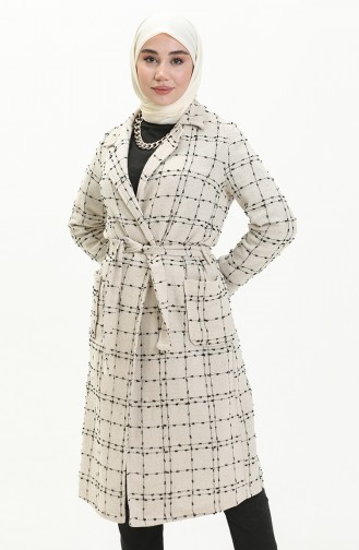 Tweed Belted Coat 6036A-01 Beige 6036A-01