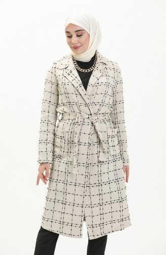 Tweed Belted Coat 6036A-01 Beige 6036A-01