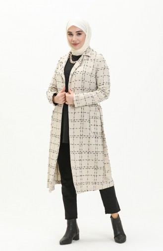 Tweed Cape mit Gürtel 6036A-01 Beige 6036A-01