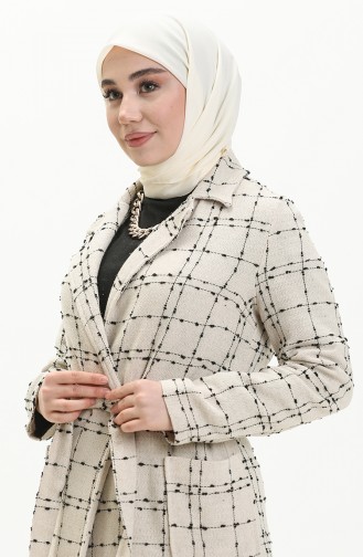 Tweed Cape mit Gürtel 6036A-01 Beige 6036A-01