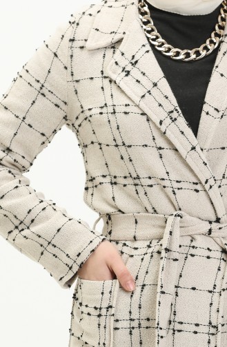 Tweed Belted Coat 6036A-01 Beige 6036A-01