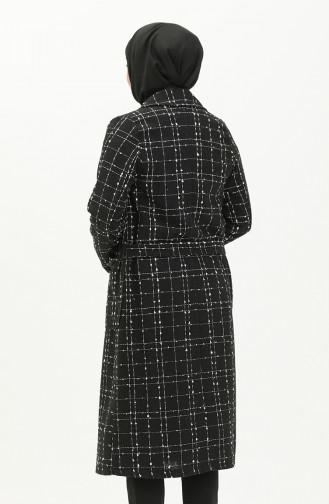 Tweed Cape mit Gürtel 6036A-02 Schwarz 6036A-02