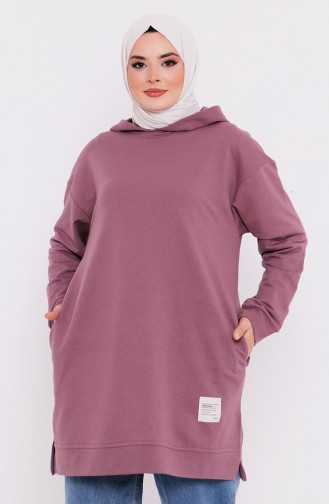 Kapüşonlu Sweatshirt 3027-16 Koyu Lila