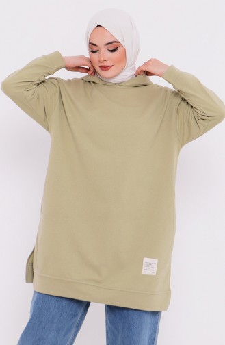 Kapüşonlu Sweatshirt 3027-05 Küf Yeşili