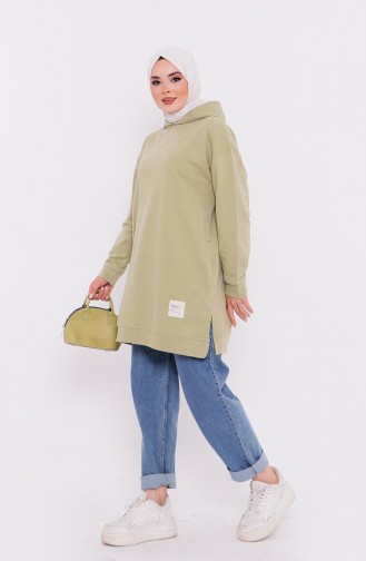 Kapüşonlu Sweatshirt 3027-05 Küf Yeşili