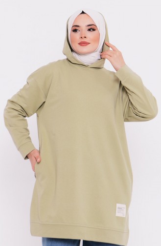 Kapüşonlu Sweatshirt 3027-05 Küf Yeşili