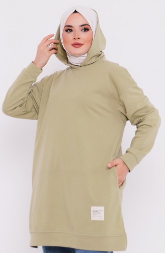 Kapüşonlu Sweatshirt 3027-05 Küf Yeşili