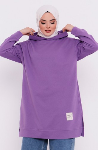 Kapüşonlu Sweatshirt 3027-06 Leylak Rengi