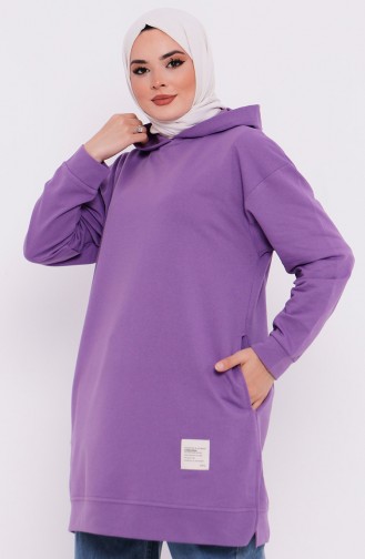 Kapüşonlu Sweatshirt 3027-06 Leylak Rengi