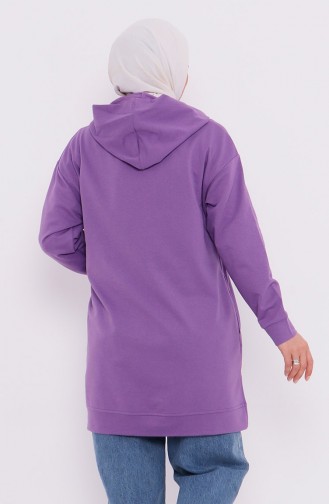 Kapüşonlu Sweatshirt 3027-06 Leylak Rengi